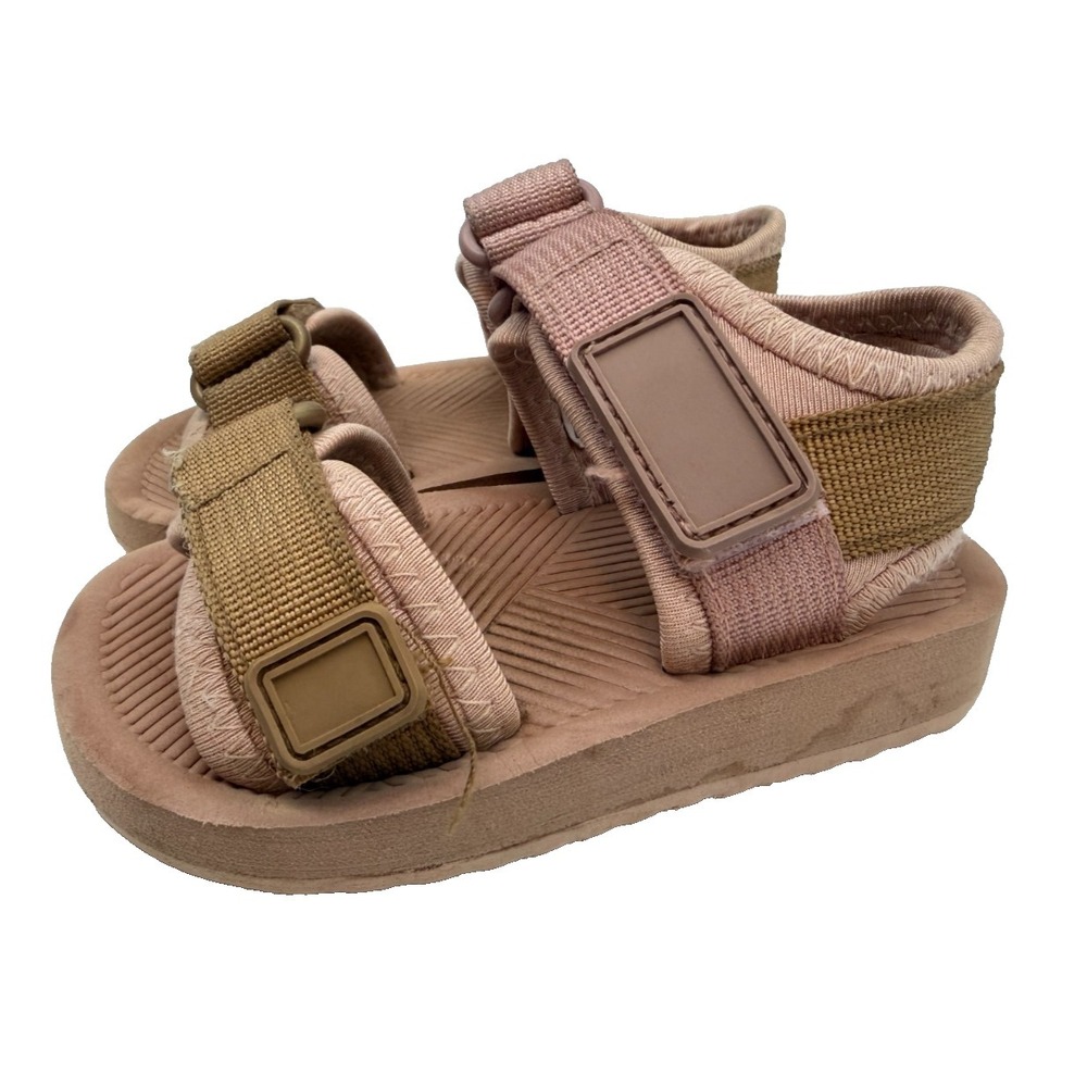 Unbranded Pink Tan Webbing Strap Sporty Sandals | Toddler Girl's Size US 5.5 - Picture 4 of 8